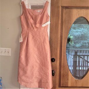 NWT Kay Unger Metallic Peach Jacquard Midi Dress size 8